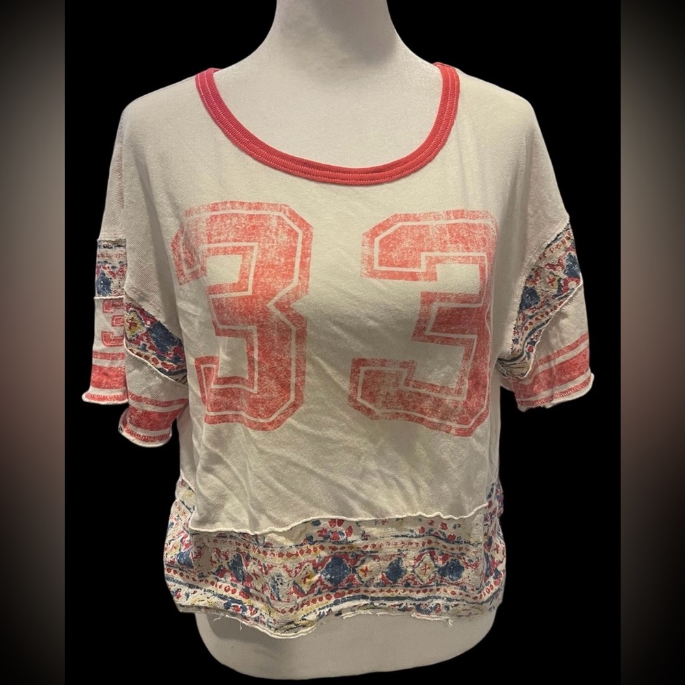 Free People White and Red Crop Top - Picture 2 of 10